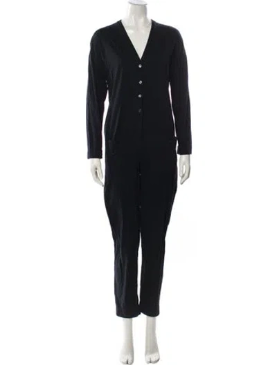 Pre-owned James Perse V-neck Jumpsuit In Black