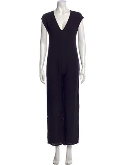 Pre-owned James Perse V-neck Jumpsuit W/ Tags In Black