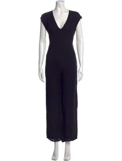 Pre-owned James Perse V-neck Jumpsuit W/ Tags In Black