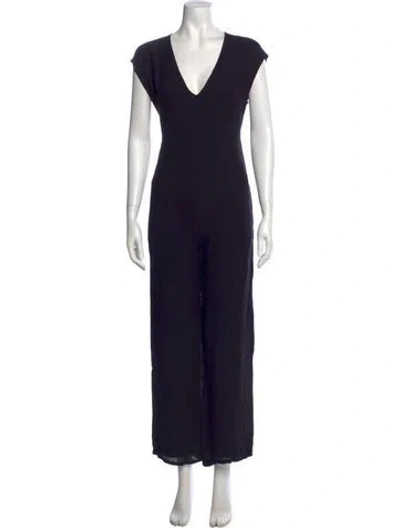 Pre-owned James Perse V-neck Jumpsuit W/ Tags In Black