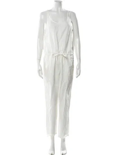 Pre-owned James Perse V-neck Jumpsuit In White