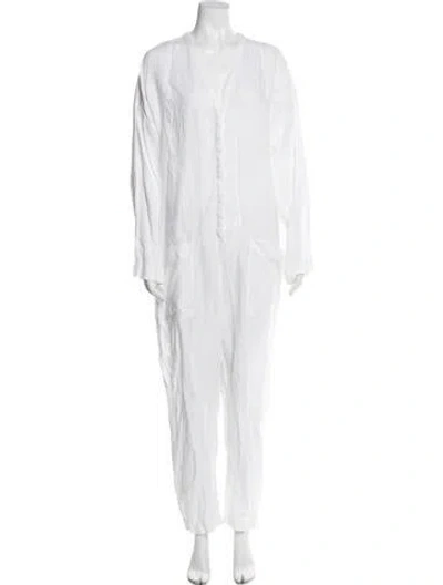 Pre-owned James Perse V-neck Jumpsuit In White