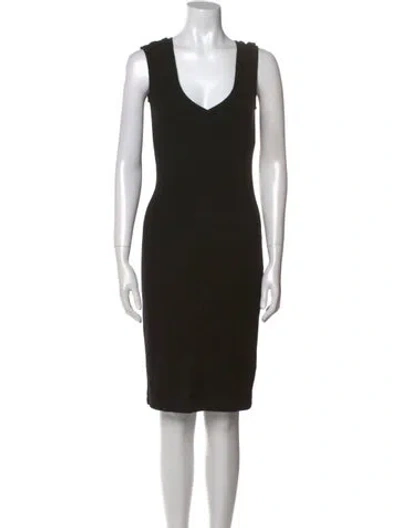 Pre-owned James Perse V-neck Knee-length Dress In Black
