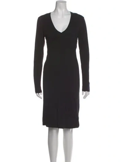 Pre-owned James Perse V-neck Knee-length Dress In Black
