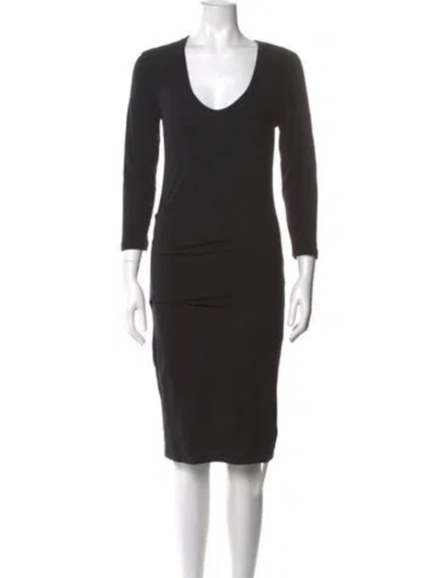 Pre-owned James Perse V-neck Knee-length Dress In Black