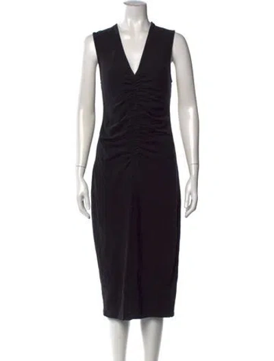 Pre-owned James Perse V-neck Knee-length Dress In Black