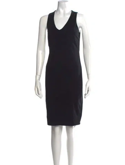 Pre-owned James Perse V-neck Knee-length Dress In Black