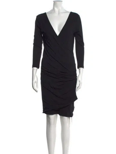 Pre-owned James Perse V-neck Knee-length Dress In Black