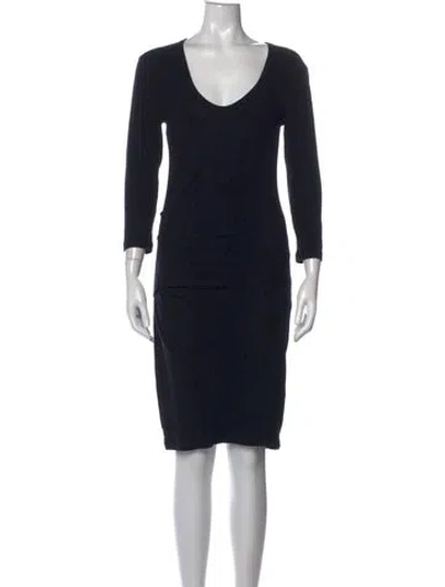 Pre-owned James Perse V-neck Knee-length Dress In Black