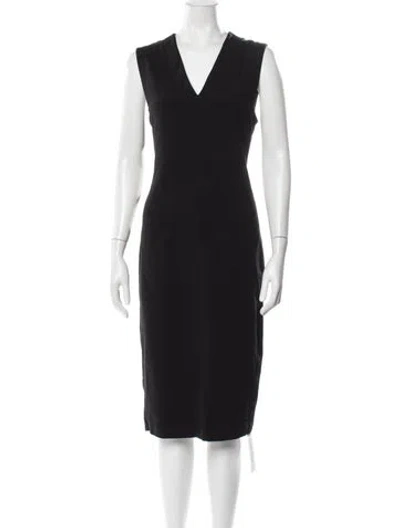 Pre-owned James Perse V-neck Knee-length Dress In Black