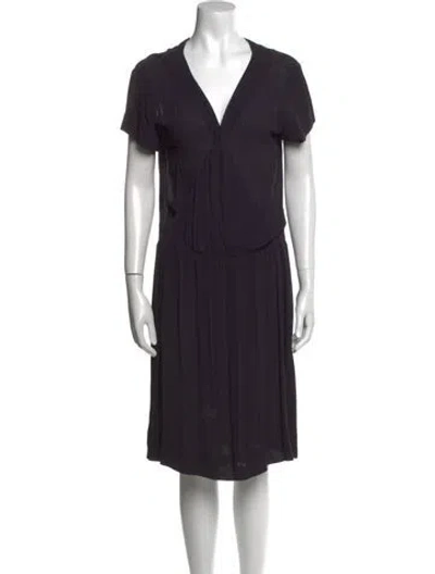 Pre-owned James Perse V-neck Knee-length Dress In Blue