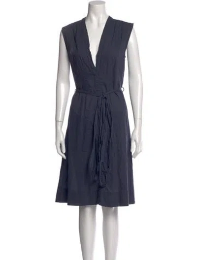 Pre-owned James Perse V-neck Knee-length Dress In Blue