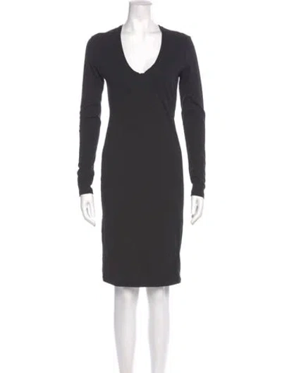 Pre-owned James Perse V-neck Knee-length Dress In Gray