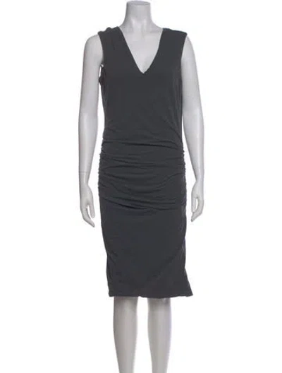 Pre-owned James Perse V-neck Knee-length Dress In Gray