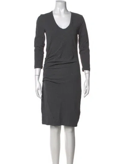 Pre-owned James Perse V-neck Knee-length Dress In Grey