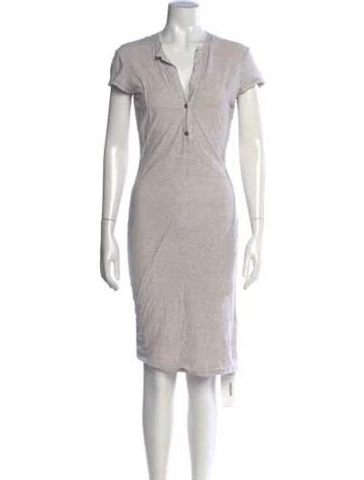 Pre-owned James Perse V-neck Knee-length Dress In Grey