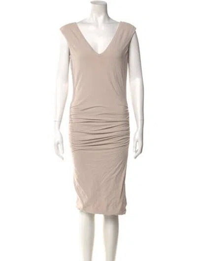 Pre-owned James Perse V-neck Knee-length Dress In Neutral