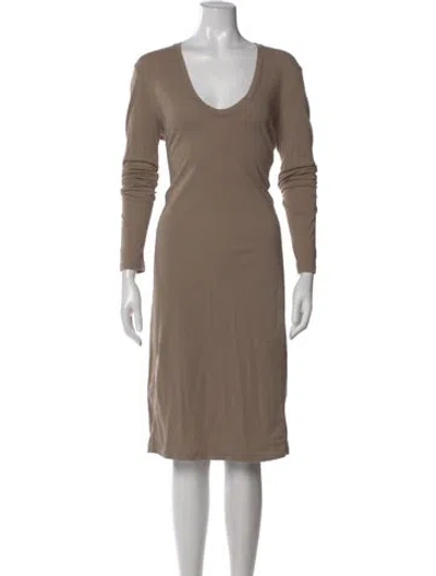 Pre-owned James Perse V-neck Knee-length Dress In Neutral