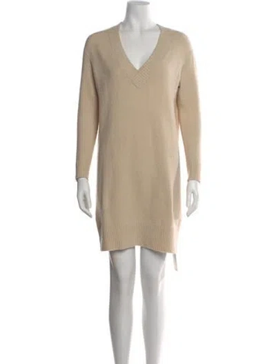 Pre-owned James Perse V-neck Knee-length Dress In Neutral