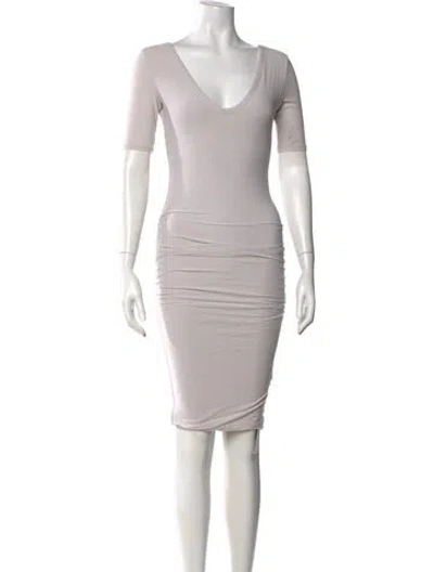 Pre-owned James Perse V-neck Knee-length Dress In Neutral