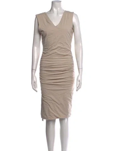 Pre-owned James Perse V-neck Knee-length Dress In Neutral