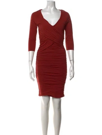 Pre-owned James Perse V-neck Knee-length Dress In Orange