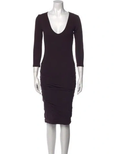 Pre-owned James Perse V-neck Knee-length Dress In Purple
