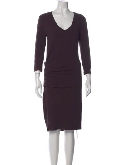 Pre-owned James Perse V-neck Knee-length Dress In Purple