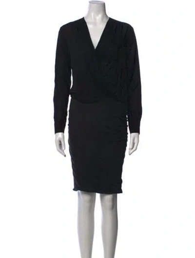 Pre-owned James Perse V-neck Knee-length Dress W/ Tags In Black