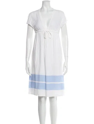 Pre-owned James Perse V-neck Knee-length Dress In White
