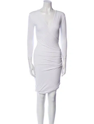 Pre-owned James Perse V-neck Knee-length Dress In White