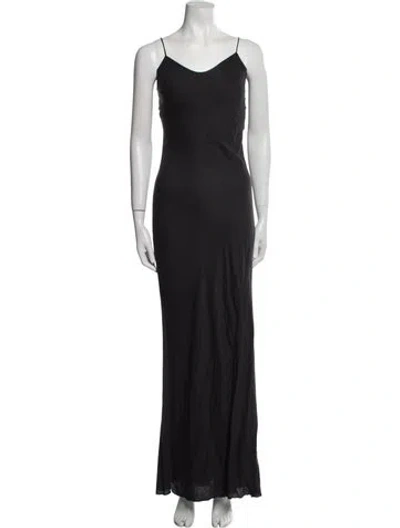 Pre-owned James Perse V-neck Long Dress In Black