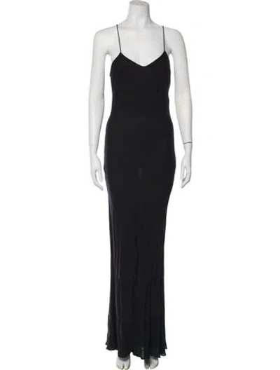 Pre-owned James Perse V-neck Long Dress In Black
