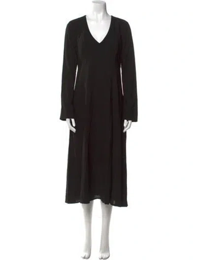 Pre-owned James Perse V-neck Long Dress In Black
