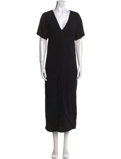 Pre-owned James Perse V-neck Long Dress In Black