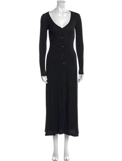 Pre-owned James Perse V-neck Long Dress In Black