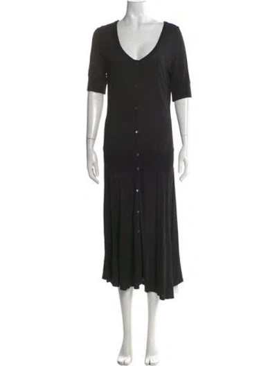 Pre-owned James Perse V-neck Long Dress In Black