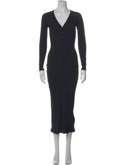 Pre-owned James Perse V-neck Long Dress In Black