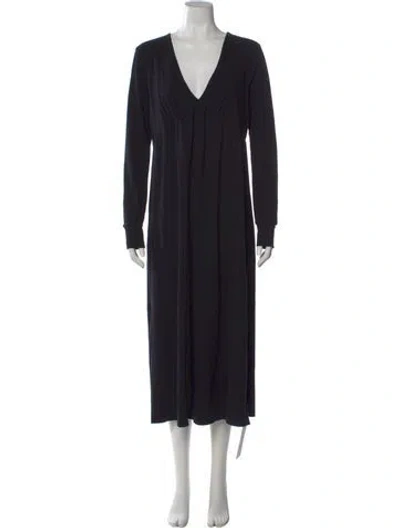 Pre-owned James Perse V-neck Long Dress In Black