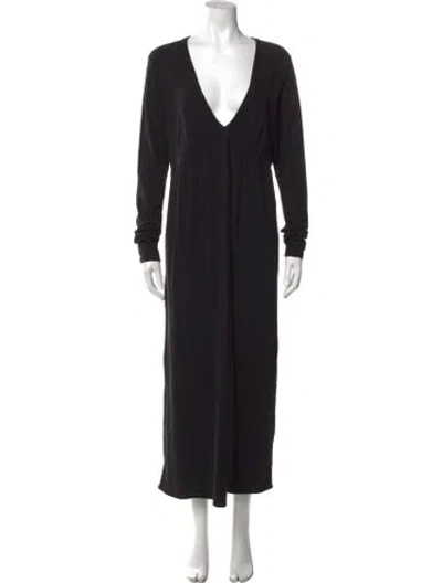 Pre-owned James Perse V-neck Long Dress In Black