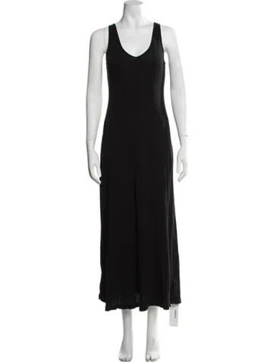 Pre-owned James Perse V-neck Long Dress In Black