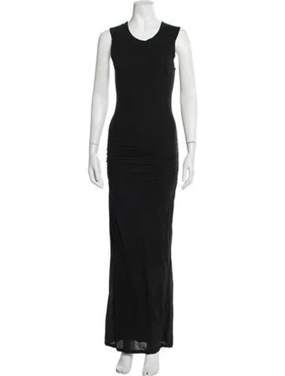 Pre-owned James Perse V-neck Long Dress In Black
