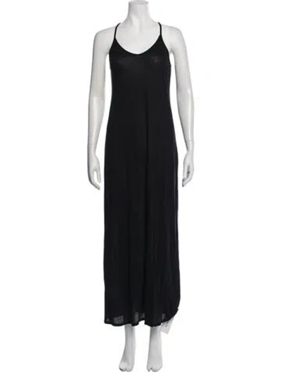 Pre-owned James Perse V-neck Long Dress In Black