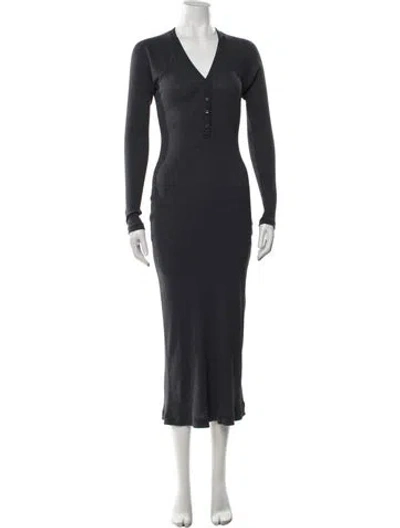 Pre-owned James Perse V-neck Long Dress In Blue