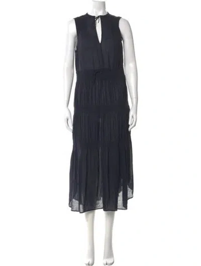 Pre-owned James Perse V-neck Long Dress In Blue