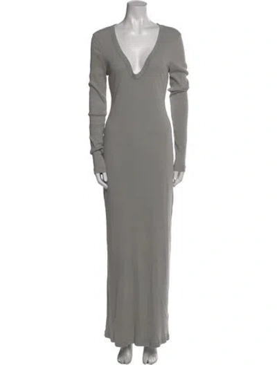 Pre-owned James Perse V-neck Long Dress In Gray