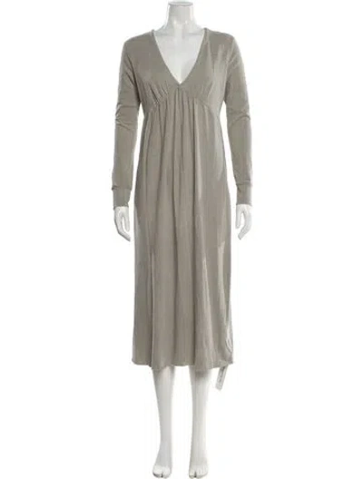 Pre-owned James Perse V-neck Long Dress In Neutral
