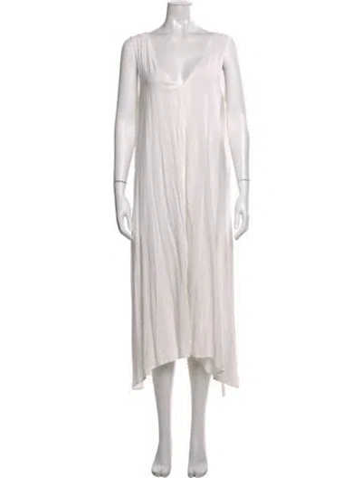 Pre-owned James Perse V-neck Long Dress In White