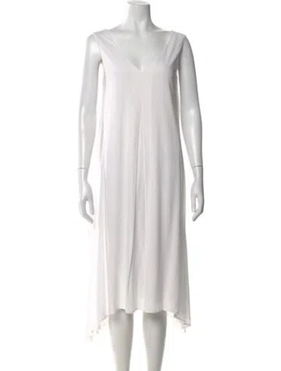 Pre-owned James Perse V-neck Long Dress In White