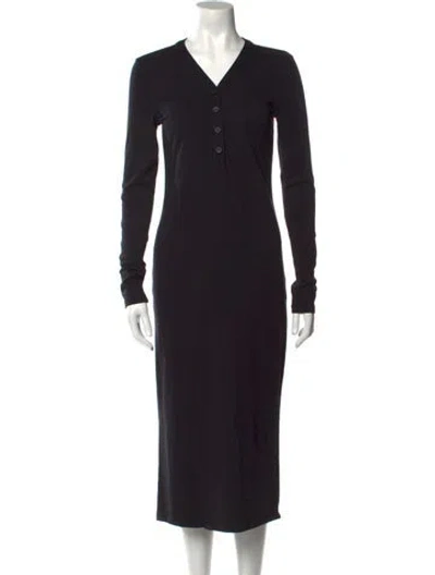 Pre-owned James Perse V-neck Midi Length Dress In Black
